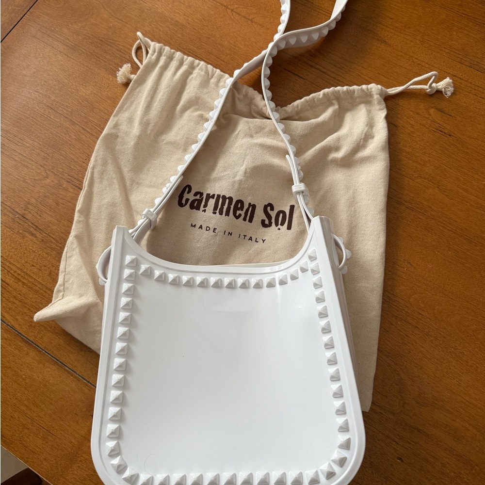 Carmen Sol White Studded Shoulder Bag
